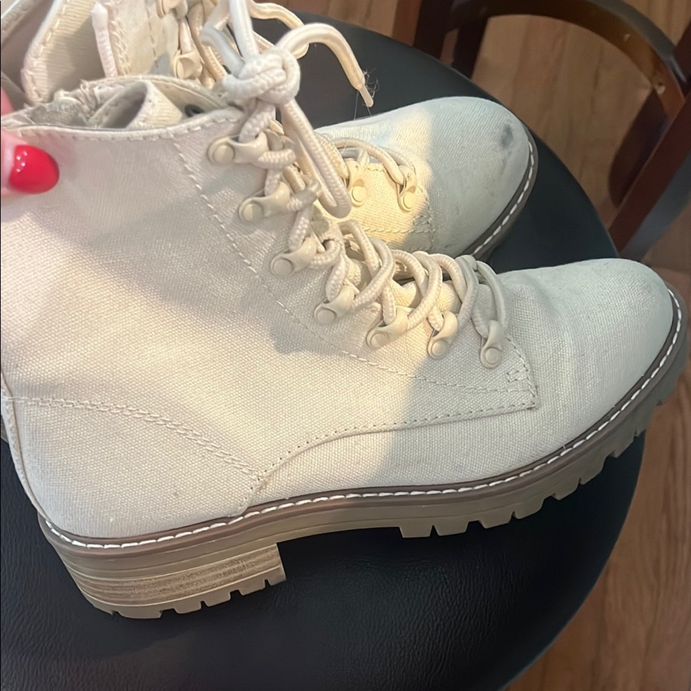 Target Cream Combat Moto Boots with Rugged Sole